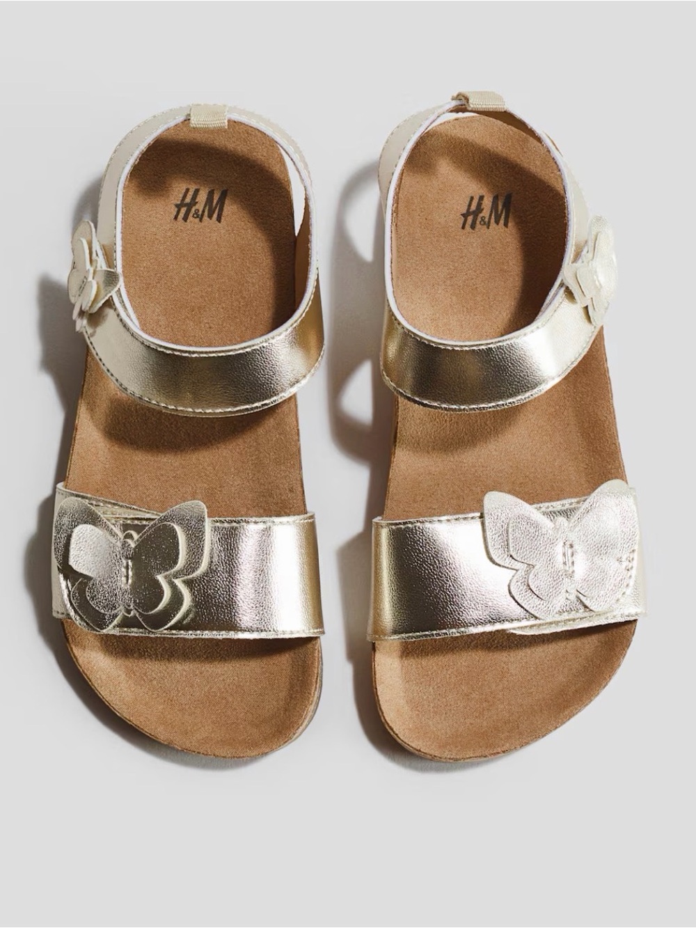 H&M Girls Metallic Gold Butterfly Strap Sandals